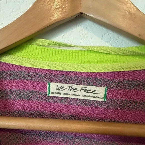 Free People Classic Striped Oversized Crewneck Sweatshirt Women's Medium - Picture 5 of 6